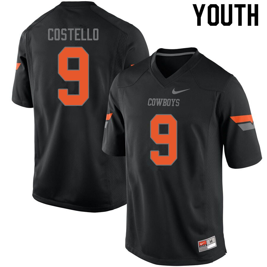 Youth #9 Brendan Costello Oklahoma State Cowboys College Football Jerseys Sale-Black - Click Image to Close